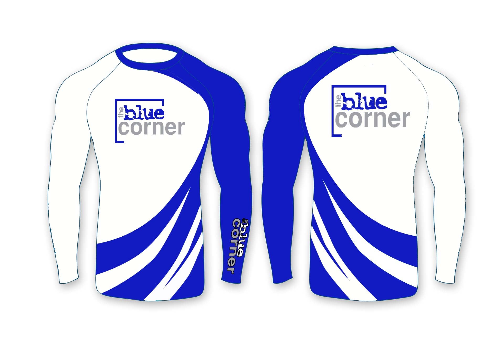 Blue corner sale white shirt
